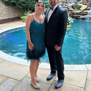 Nadine Merabi Teal Lottie Dress